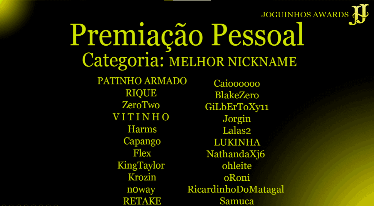 Melhor Nickname - categoria